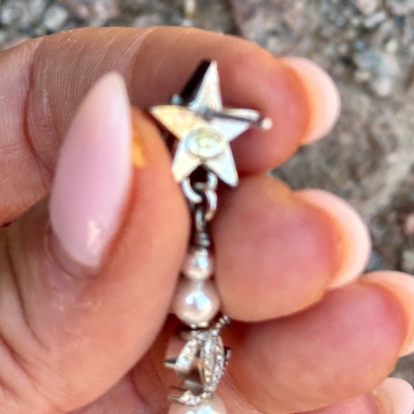 CHANEL Silver White Pearl Accent Earrings - Picture 3 of 4